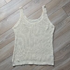 Light Weight Chic Knit Tank Top in Cream XL